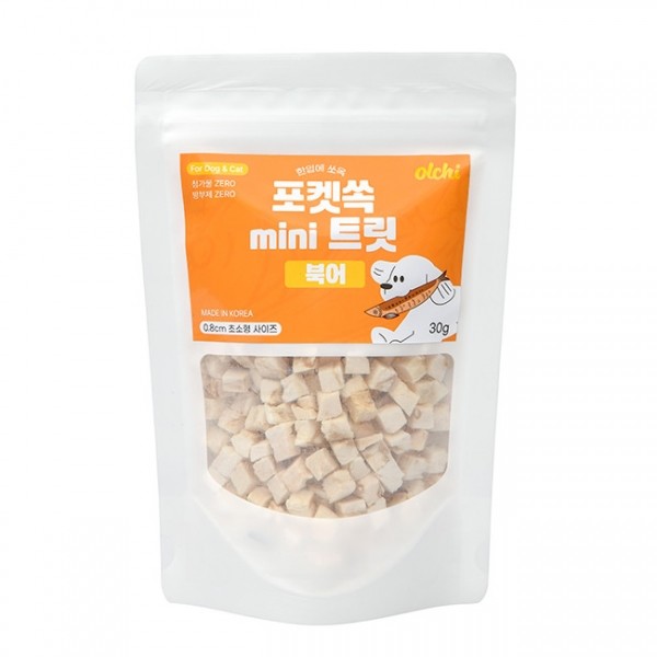 페오펫몰,올치 한입에 딱! 포켓 쏙 미니트릿 북어 30g