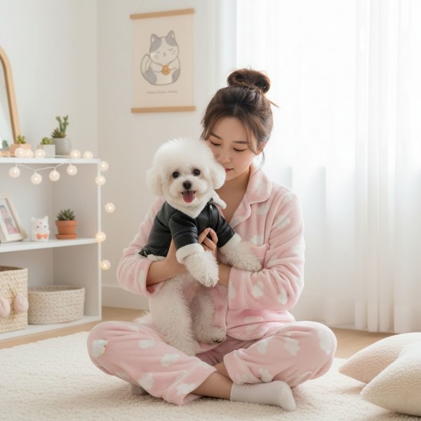 페오펫몰,예보등 강아지 무스탕 강아지 올인원 방한복