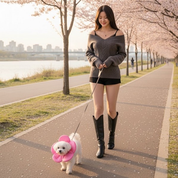 페오펫몰,예보들 벚꽃 강아지넥카라 대형견넥카라 강아지목보호대 강아지넥쿠션