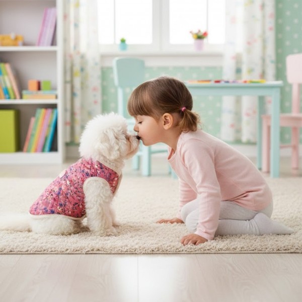페오펫몰,하네스 필요없는 강아지 누빔 조끼 강아지 패딩 조끼 하네스 일체형 퀼팅 겨울 옷 누빔 산책용 꽃무늬 소형견 중형견
