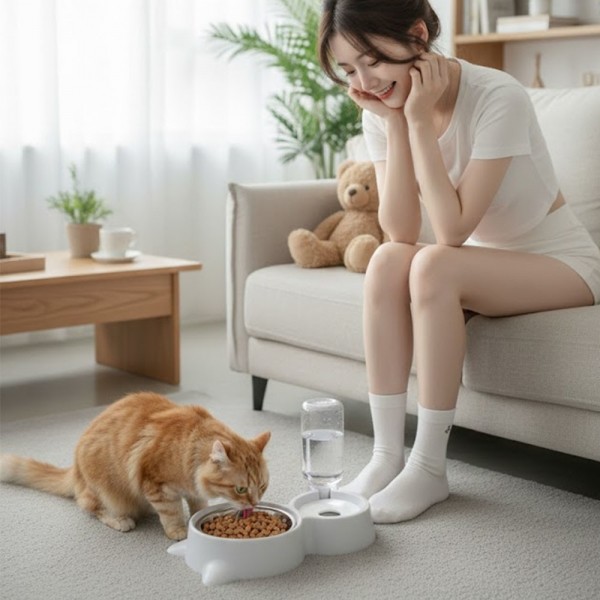 페오펫몰,예보들 대형견물그릇 반자동 급수기 280ml 밥그릇 사레 방지 새끼강아지밥그릇