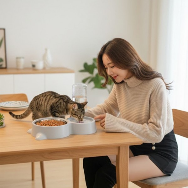 페오펫몰,예보들 대형견물그릇 반자동 급수기 280ml 밥그릇 사레 방지 새끼강아지밥그릇
