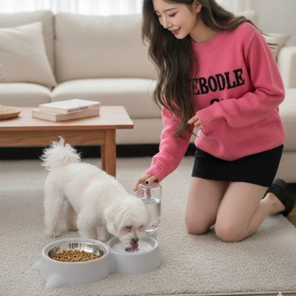 페오펫몰,예보들 대형견물그릇 반자동 급수기 280ml 밥그릇 사레 방지 새끼강아지밥그릇