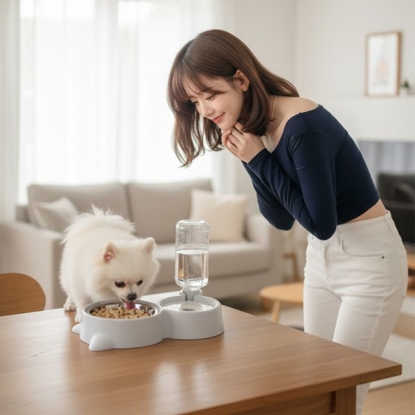 페오펫몰,예보들 대형견물그릇 반자동 급수기 280ml 밥그릇 사레 방지 새끼강아지밥그릇