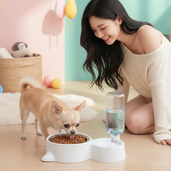 페오펫몰,예보들 대형견물그릇 반자동 급수기 280ml 밥그릇 사레 방지 새끼강아지밥그릇