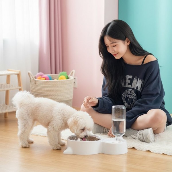 페오펫몰,예보들 대형견물그릇 반자동 급수기 280ml 밥그릇 사레 방지 새끼강아지밥그릇