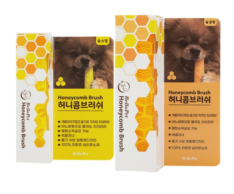 특허상품 벨로펫 허니콤 브러쉬 친환경 강아지 반려견 치석 제거 칫솔 치약 입냄새 제거