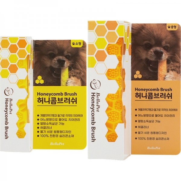 페오펫몰,특허상품 벨로펫 허니콤 브러쉬 친환경 강아지 반려견 치석 제거 칫솔 치약 입냄새 제거