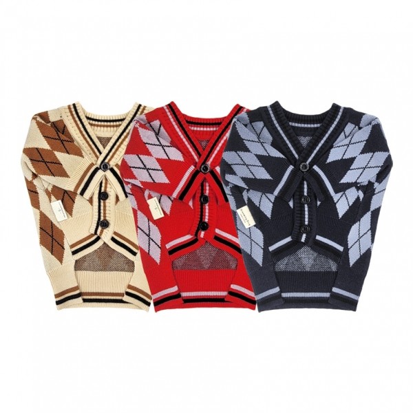 페오펫몰,[설날특가] 그루밍독 반려동물 아가일 니트 가디건 S-2XL, 3 colors