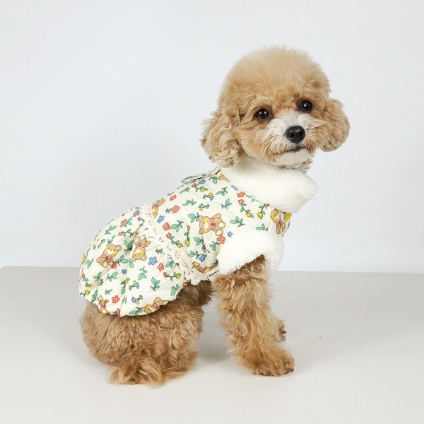 페오펫몰,그루밍독 반려동물 부끄 곰 패딩 조끼 & 원피스 S-2XL, 1 colors