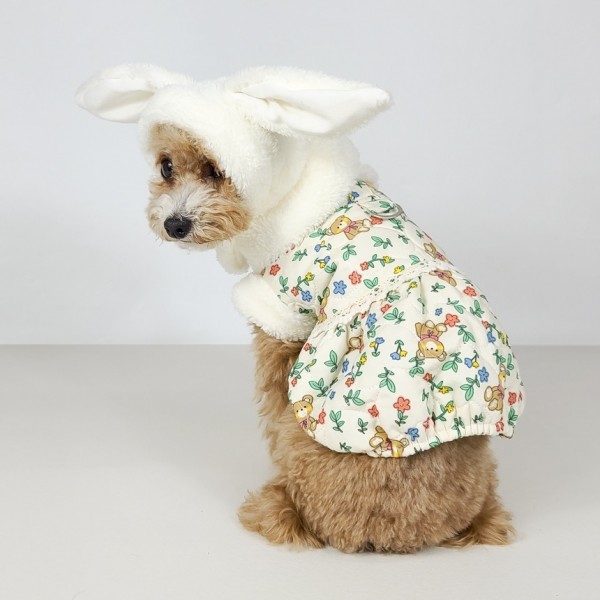 페오펫몰,그루밍독 반려동물 깡총 토끼 후리스 모자, 2 colors