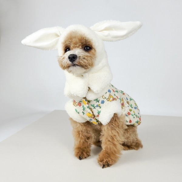 페오펫몰,그루밍독 반려동물 깡총 토끼 후리스 모자, 2 colors