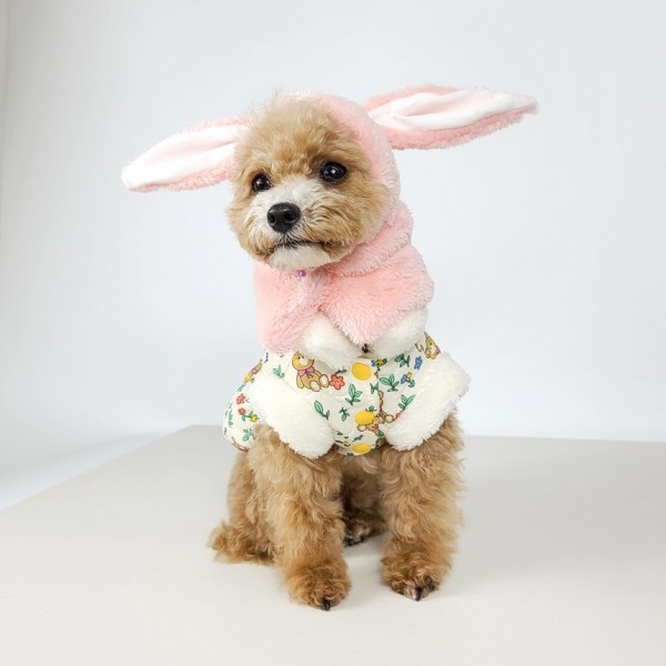 페오펫몰,그루밍독 반려동물 깡총 토끼 후리스 모자, 2 colors