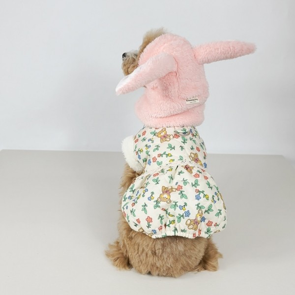 페오펫몰,그루밍독 반려동물 깡총 토끼 후리스 모자, 2 colors