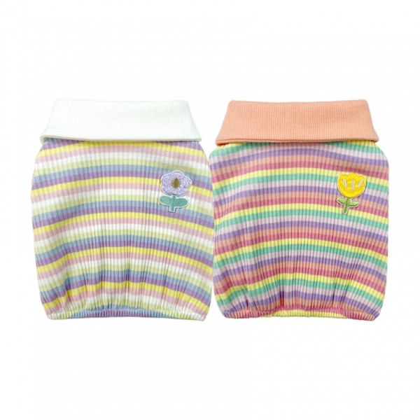 페오펫몰,그루밍독 반려동물 레인보우 배색 카라 티셔츠 S-2XL, 2 colors