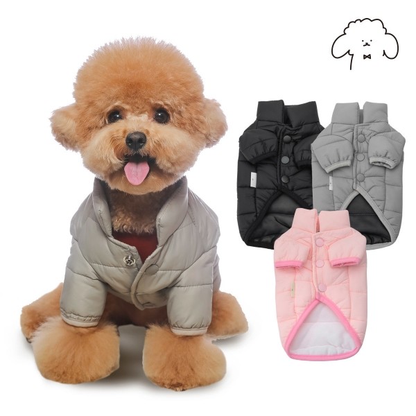 페오펫몰,그루밍독 반려동물 경량패딩 하네스홀 아우터 자켓 S-2XL, 3 colors