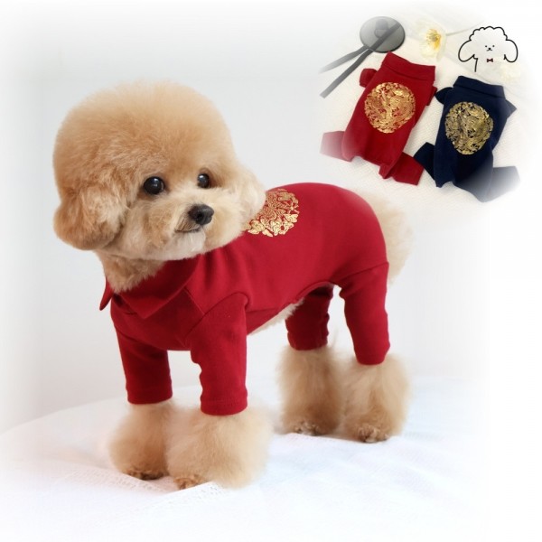 페오펫몰,그루밍독 반려동물 용무늬 한복 올인원 S-XL, 2 colors