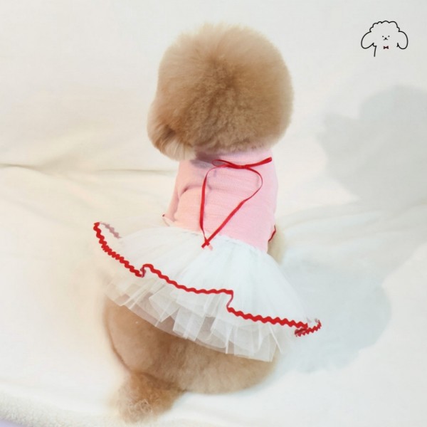 페오펫몰,그루밍독 반려동물 롱리본 튜튜 원피스 S-XL, 2colors