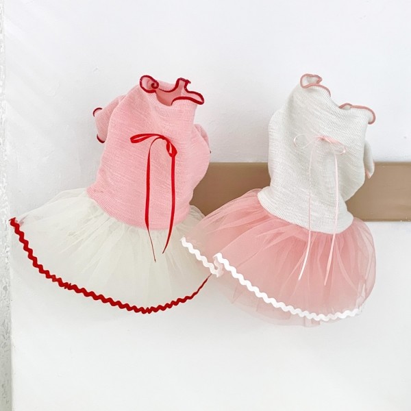 페오펫몰,그루밍독 반려동물 롱리본 튜튜 원피스 S-XL, 2colors