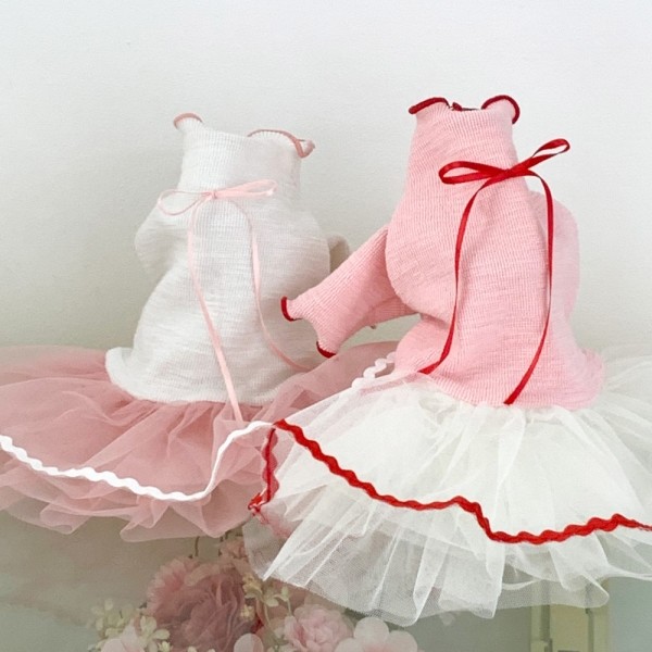 페오펫몰,그루밍독 반려동물 롱리본 튜튜 원피스 S-XL, 2colors