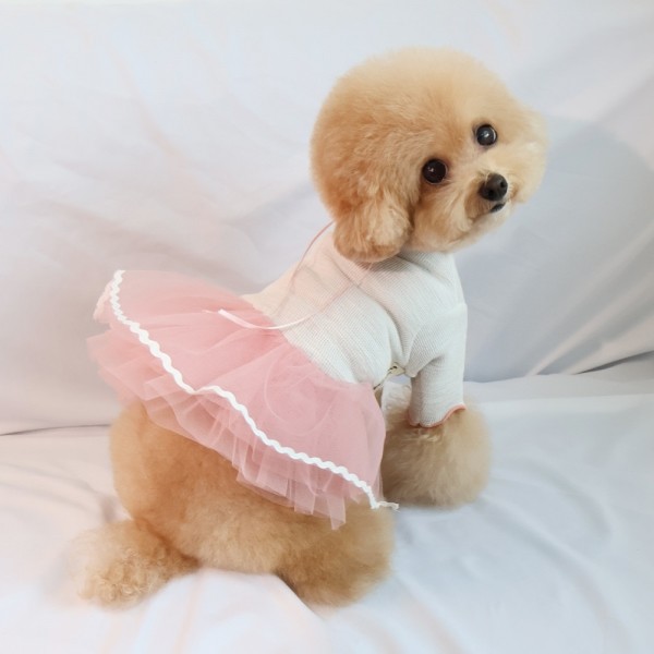 페오펫몰,그루밍독 반려동물 롱리본 튜튜 원피스 S-XL, 2colors