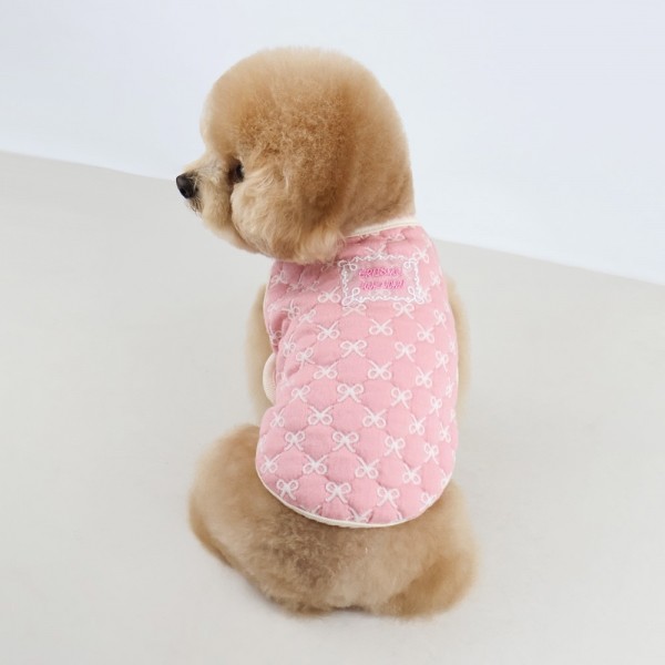 페오펫몰,그루밍독 반려동물 리본 누빔 조끼 S-2XL, 2 colors