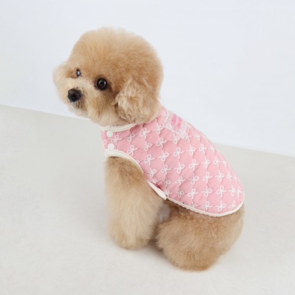 페오펫몰,그루밍독 반려동물 리본 누빔 조끼 S-2XL, 2 colors