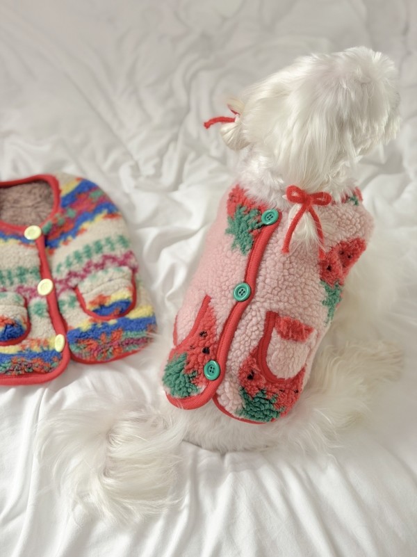 페오펫몰,그루밍독 반려동물 뽀글이 시골조끼 겨울 아우터 강추템