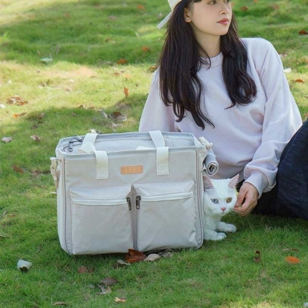 페오펫몰,스페이스캣 강아지가방 고양이이동가방 더블포켓 이동장 기내용 840g