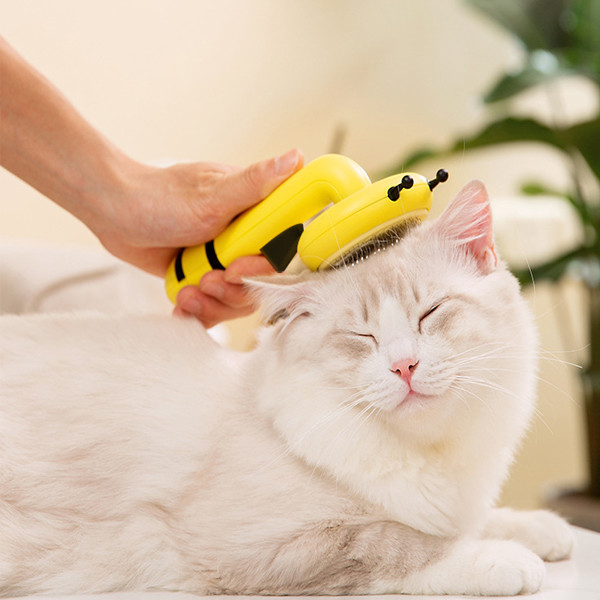 페오펫몰,고양이 강아지 꿀벌 원터치 브러쉬 엉킨털 죽은털 제거 빗