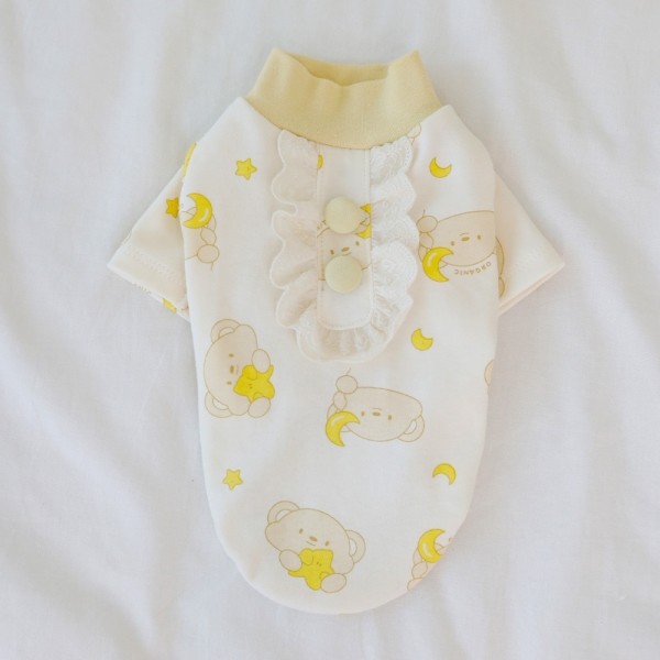 페오펫몰,[리토가토] 오가닉 크림 베어 티셔츠 - 옐로우