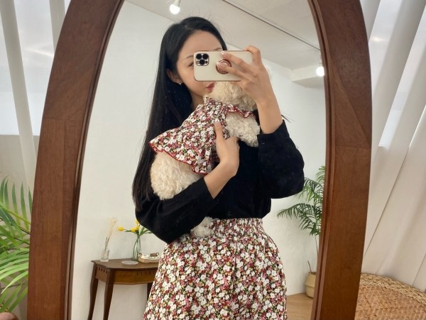 강아지 쉬폰 플라워스커트(견주용)