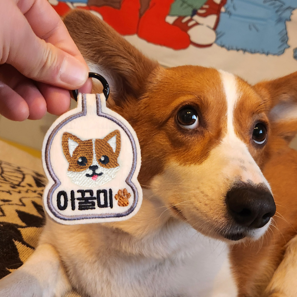 페오펫몰,펫스츄리 커스텀 자수 캐릭터 인식표 이름표 네임텍 멍찰