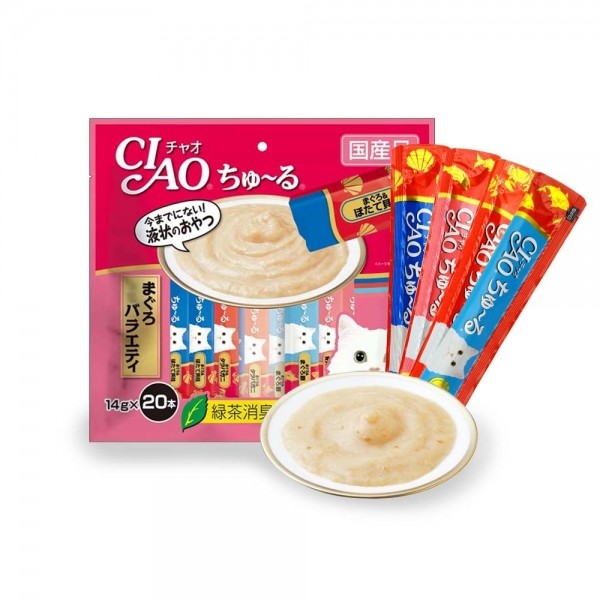 페오펫몰,이나바 챠오 츄르 버라이어티 20p (헤어볼케어/참치/가다랑어&가츠오부시)