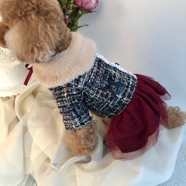 페오펫몰,치어펫 연말 파티의 주인공은 나야나 - 목도리SET /강아지 트위드 원피스