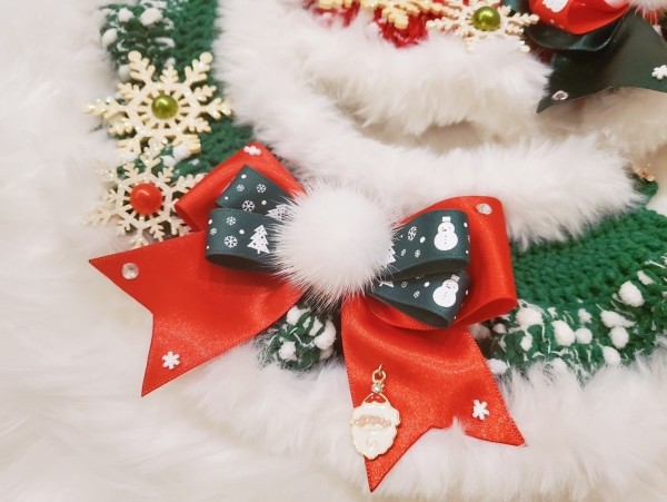 페오펫몰,[가득샵] 하얀 눈이 펑펑 화이트 크리스마스 케이프 • 강아지 고양이 케이프 뜨개 케이프 머플러 스카프 목걸이 악세사리