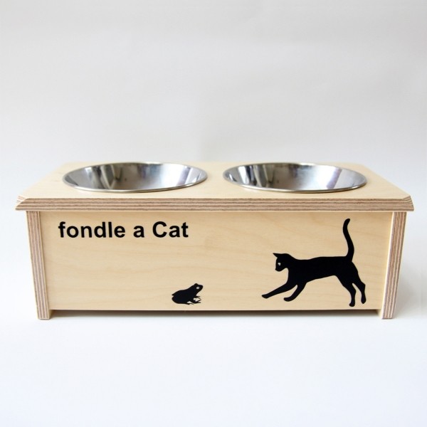 페오펫몰,자작나무 2구 원목 수납 고양이 강아지 식탁, 애견 식기식기 밥그릇 물그릇 이니셜 각인