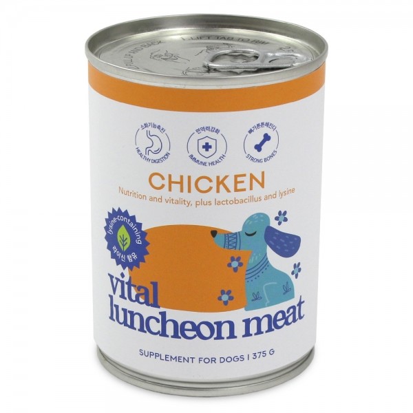 페오펫몰,[26년4월12일]유통기한 임박 세일 댕냥이라이프 강아지 바이탈 런천미트 간식 캔 닭고기 375g X 12캔