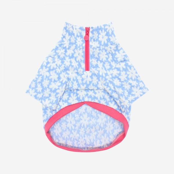 페오펫몰,FLOWER HALF ZIPUP-BLUE(반집업)