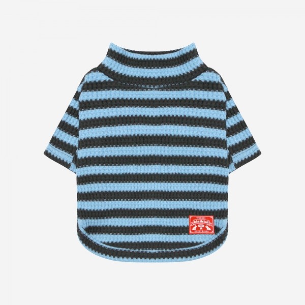 페오펫몰,[신년맞이특가] 키니키니 KINI WAFFLE KNIT TSHIRT-BLUE(반팔니트)