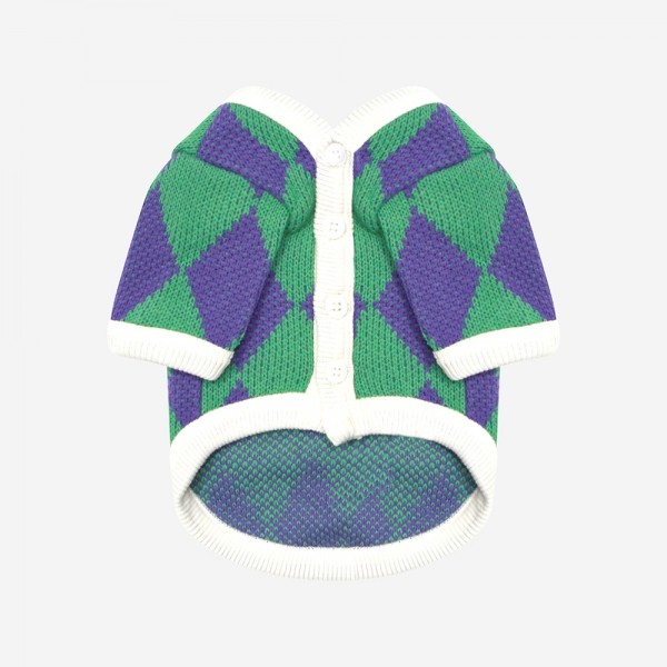 페오펫몰,KINI DIAMOND PATTERN CARDIGAN-PURPLE(가디건)