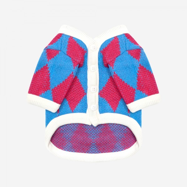 페오펫몰,KINI DIAMOND PATTERN CARDIGAN-RED(가디건)