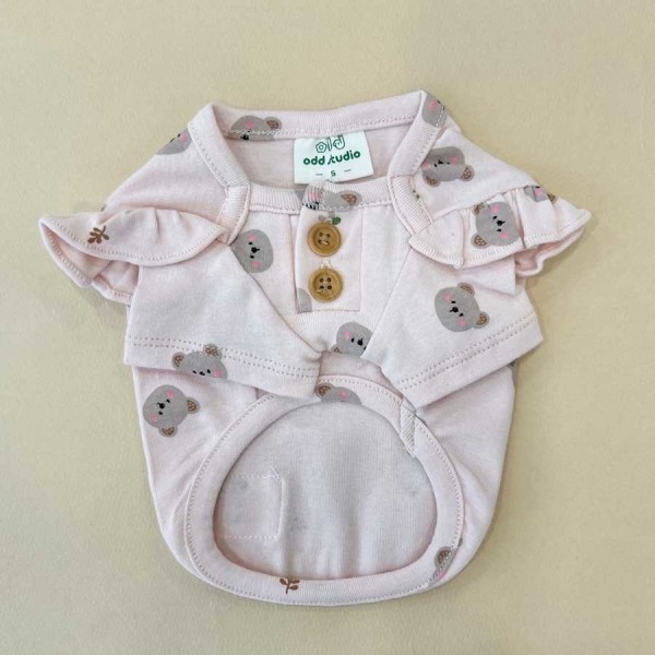 페오펫몰,[오드펫]프릴베베 티셔츠 허니베어 (2COLOR)