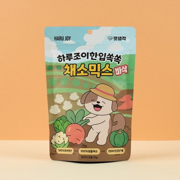 펫생각 채소믹스 강아지 동결건조 간식 비건 알러지 단호박 당근 양배추 콜리플라워 25g