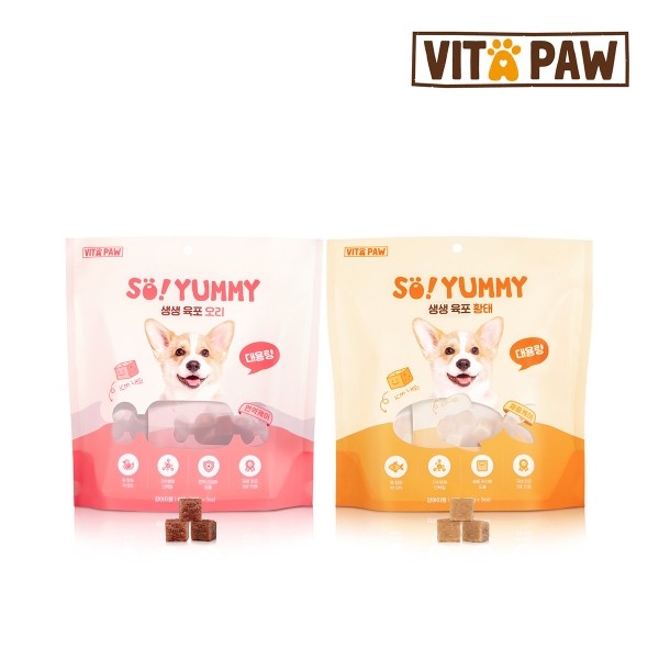 페오펫몰,비타파우 쏘야미 생생 육포 강아지간식 오리/황태 200g