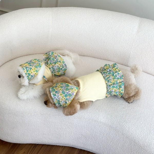 페오펫몰,디어아지 스카프 케이프 턱받이 플로럴 반다나 애견 두건