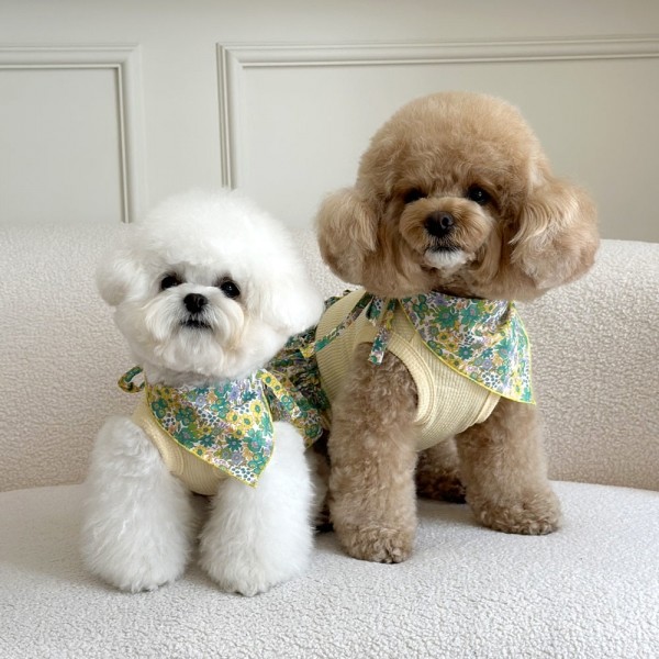 페오펫몰,디어아지 스카프 케이프 턱받이 플로럴 반다나 애견 두건