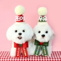 크리스마스파티 산타모자 리본화환 강아지파티햇
