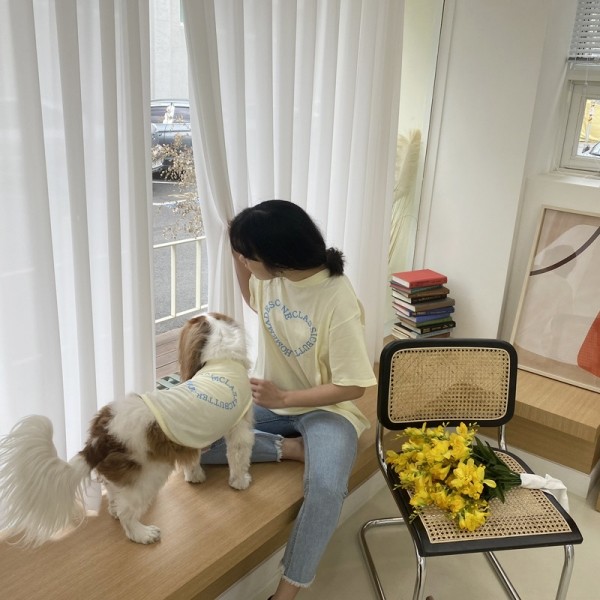 페오펫몰,해피댕댕 하트레터링커플티 강아지커플룩 개플룩 S - 2XL