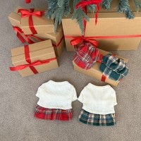 [해피댕댕] 니트체크 호박모자&원피스 / 강아지 스쿨룩 S-2XL